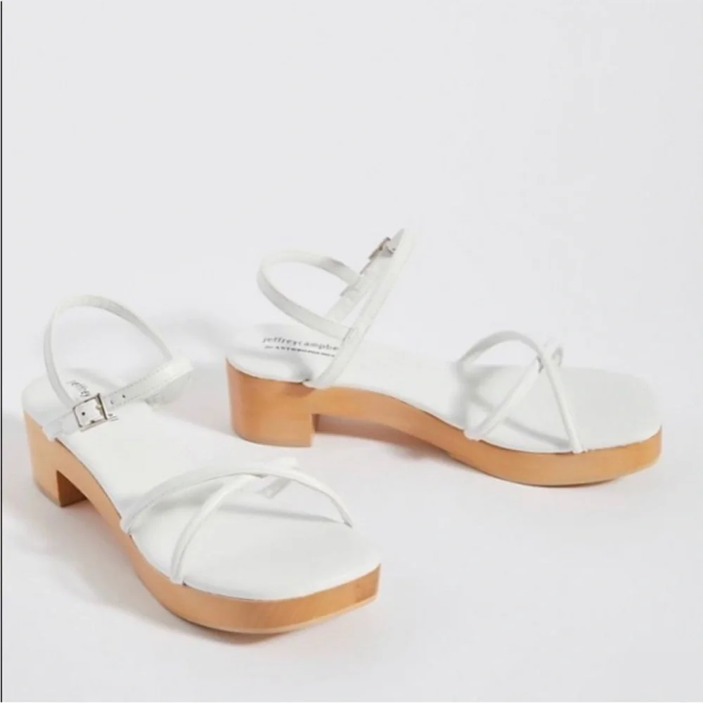 Anthropologie Jeffrey Campbell White Wooden Platform Sandals Platforms Size 7